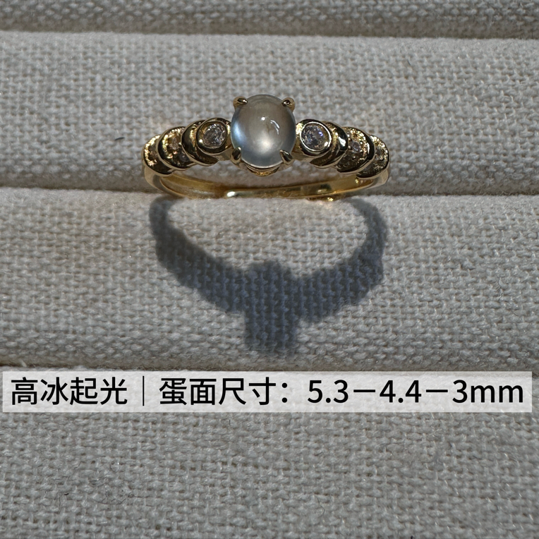 中古风｜高冰起光｜银镶嵌｜缅甸翡翠戒指｜圈口可调｜蛋面品质可镶金