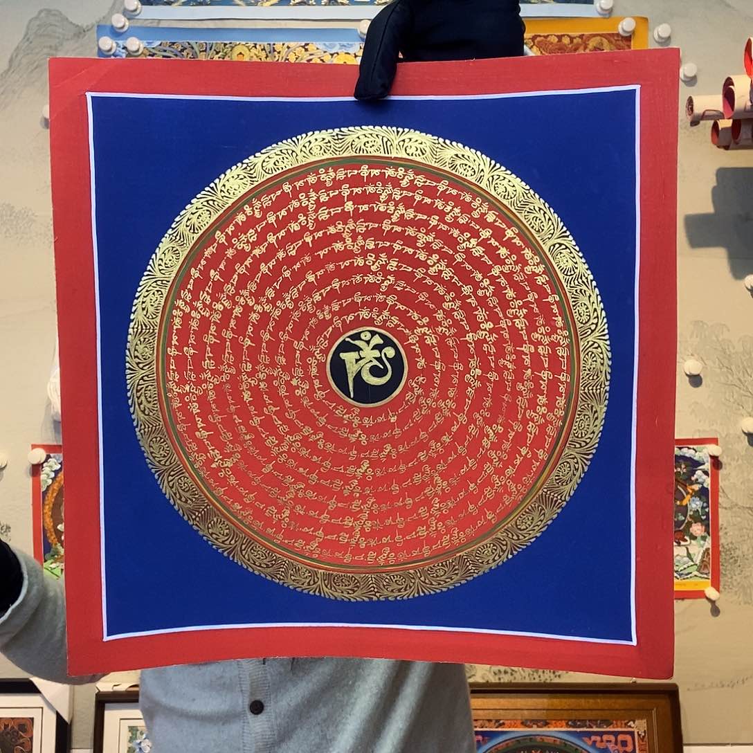 卷轴画纯手绘六字真言唐卡30厘米左右