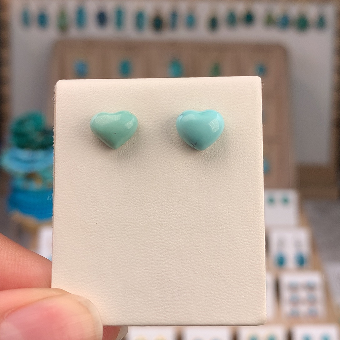 绿松石银S925镶嵌耳饰