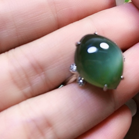 和田玉戒指银S925镶嵌