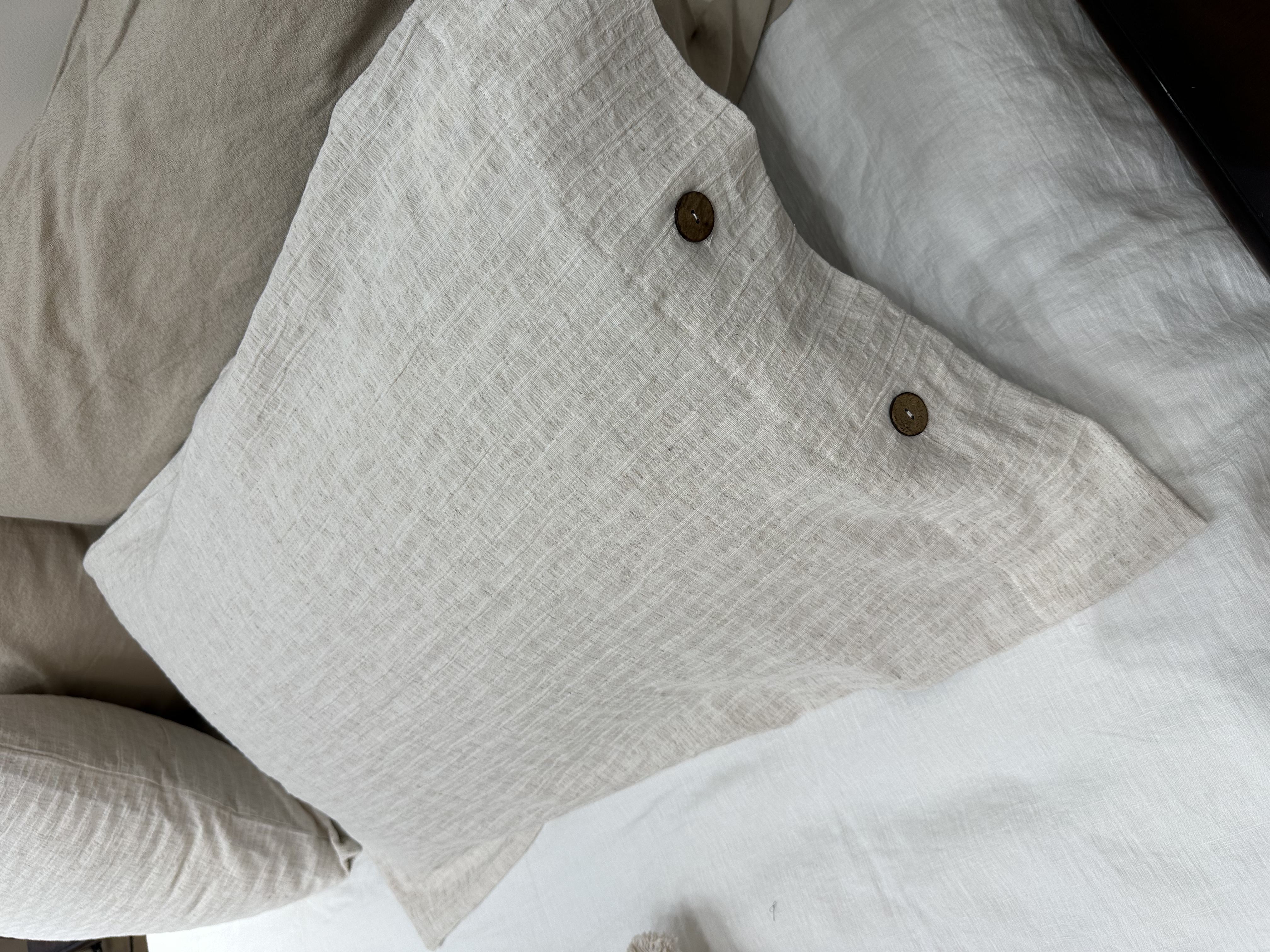 {蛋蛋家纺} 罗布麻白麻四季款吸湿透气 单枕套一对