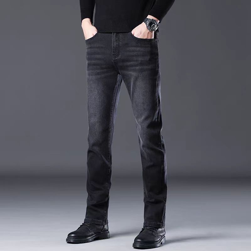 2025新款高端烟灰色牛仔裤男春秋季男裤潮牌休闲黑灰直筒裤子夏款