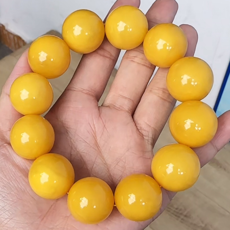 【齐福珠宝】XQ0990/21mm天然蜜蜡俄料色标圆珠手串（多样性发其一）