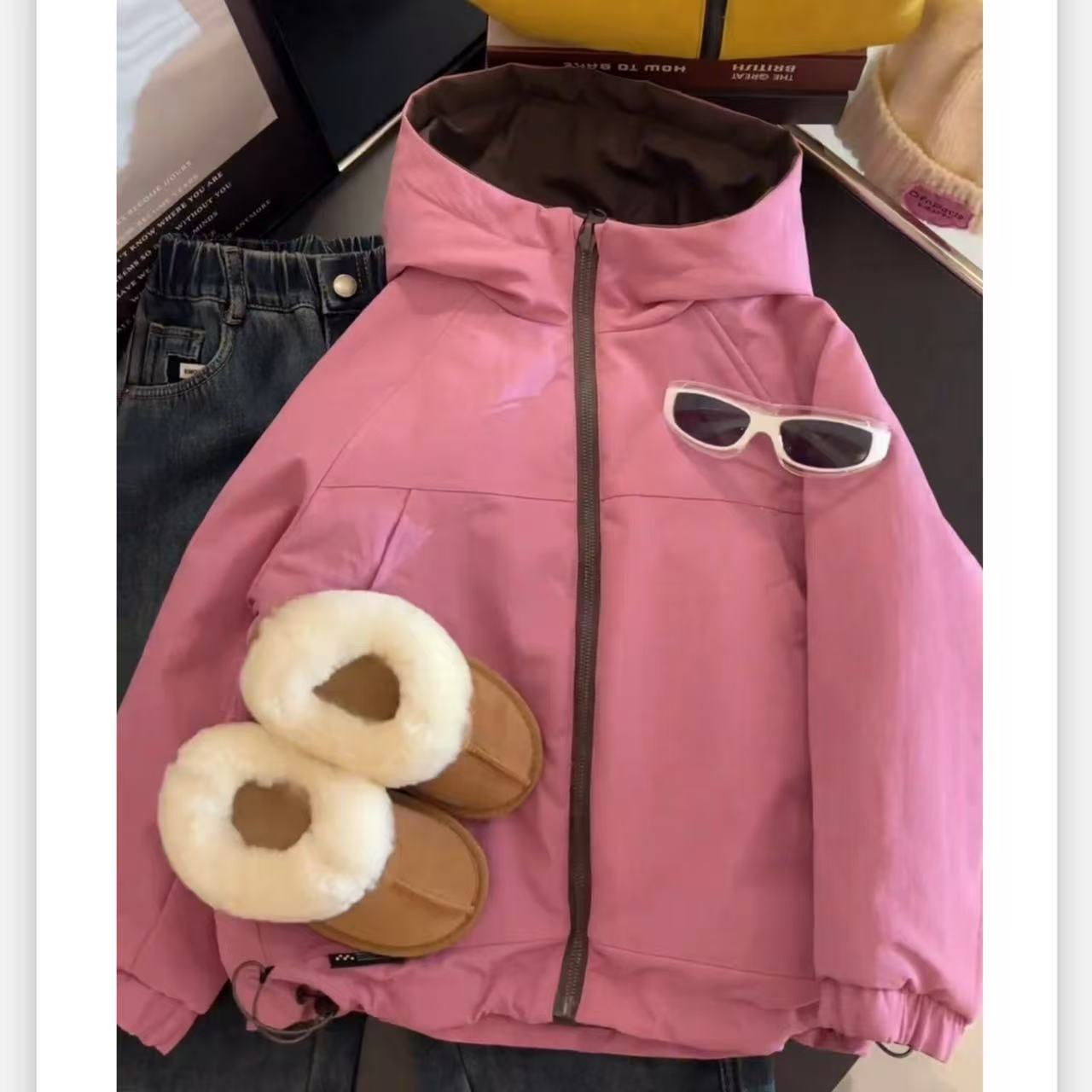 冬季上新女童中大童加厚双面穿防风御寒穿冲锋衣保暖外套秋冬户外