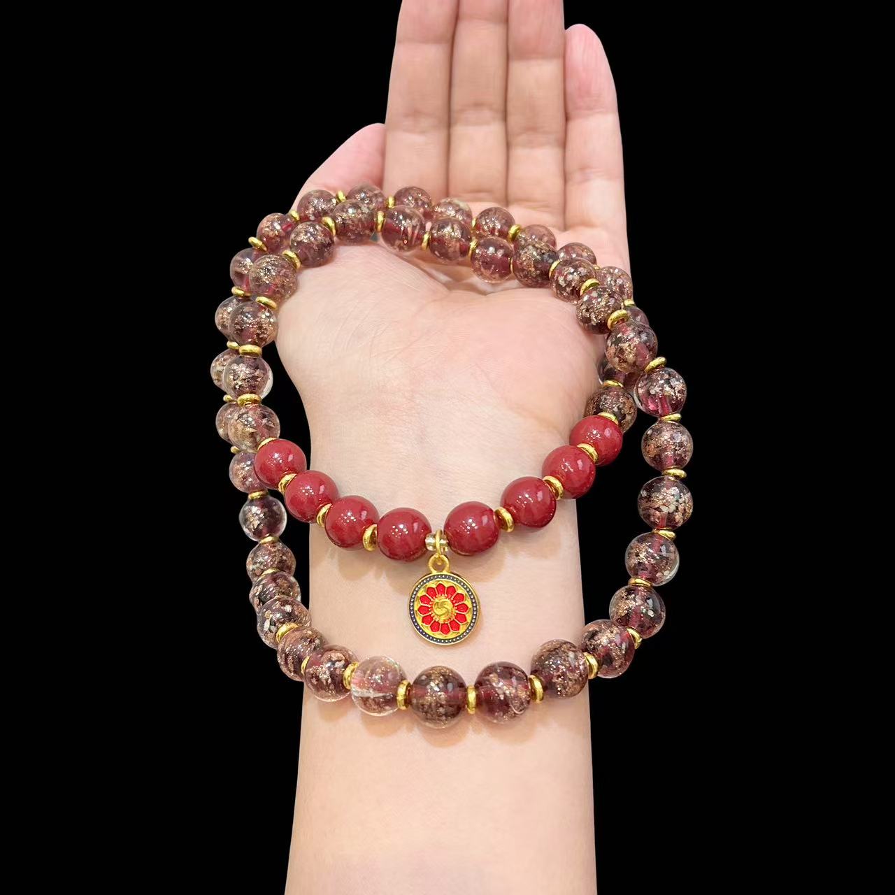 天然辰砂暴风雪多宝朱砂项链 H05-63