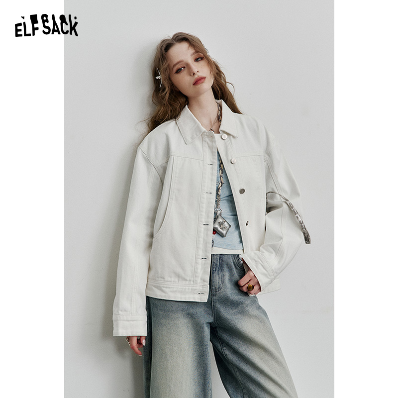 妖精的口袋蓝色水洗牛仔外套女2025年春季新款小个子设计感牛仔衣