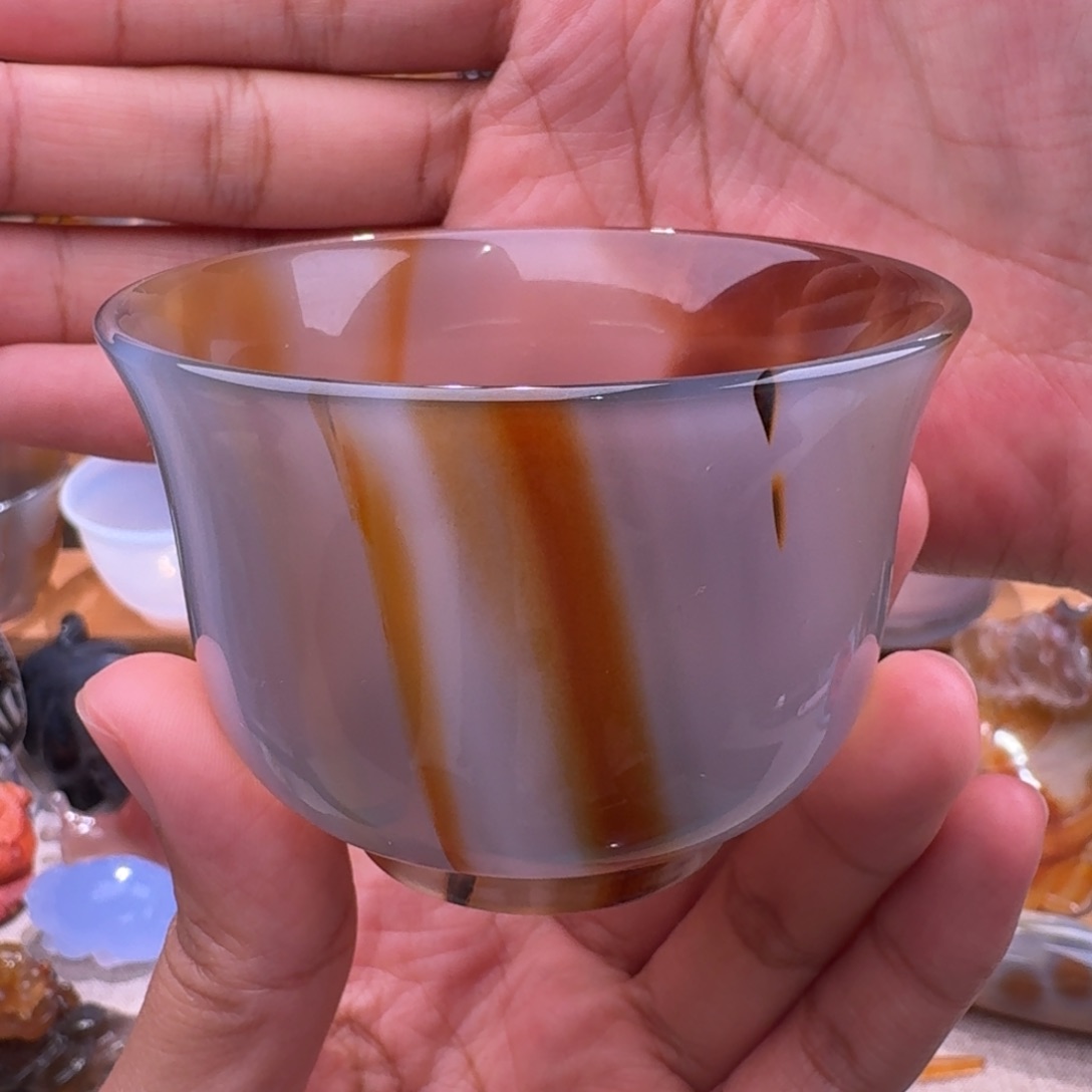 玛瑙/玉髓玛瑙茶杯90毫升未镶嵌