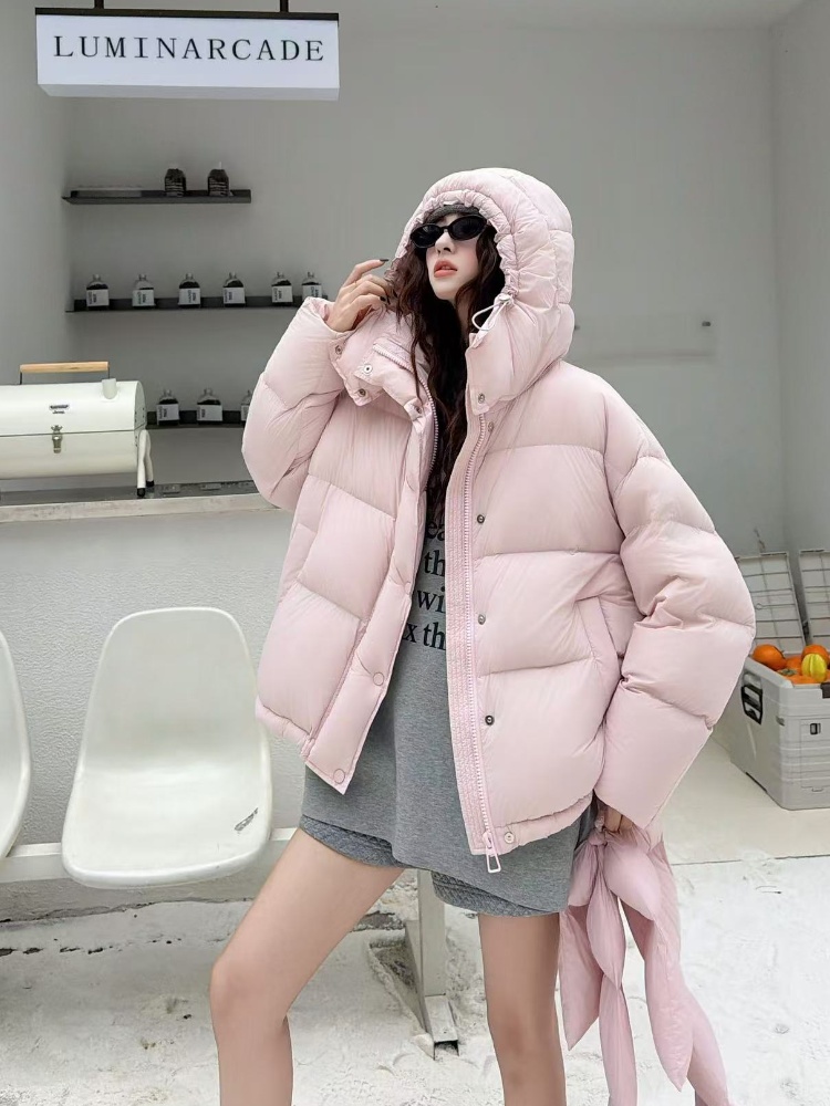 【济州岛】2F856 简约撞色拼接连帽抽绳羽绒服