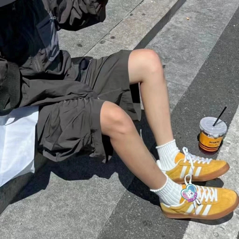 牛皮版粉色德训情侣鞋男女款2025春季新款运动休闲板鞋