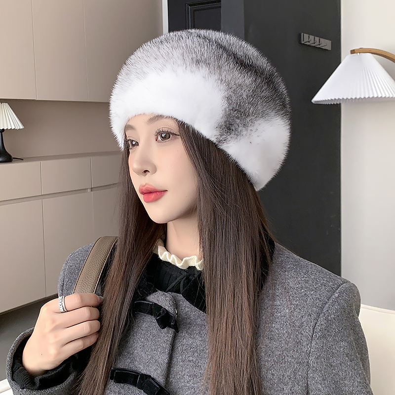 （十字貂大圆蓓蕾帽）保暖百搭女士时尚洋气显瘦水貂帽子韩版冬季帽