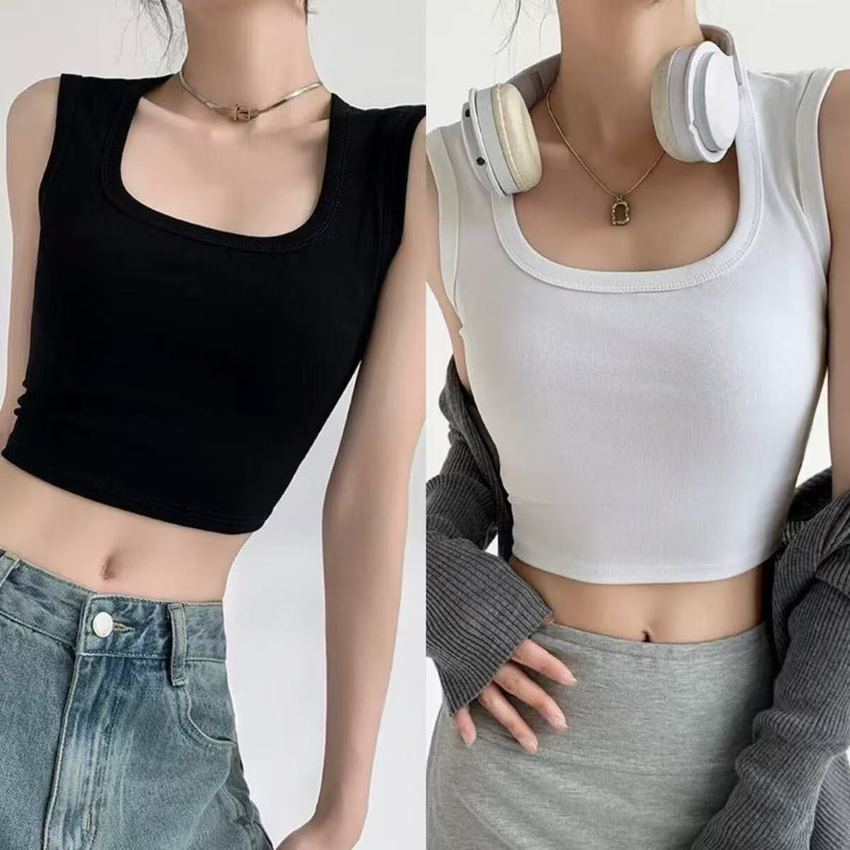 70小吊带背心女内搭新款纯棉夏外穿白色带胸垫打底上衣显瘦通勤