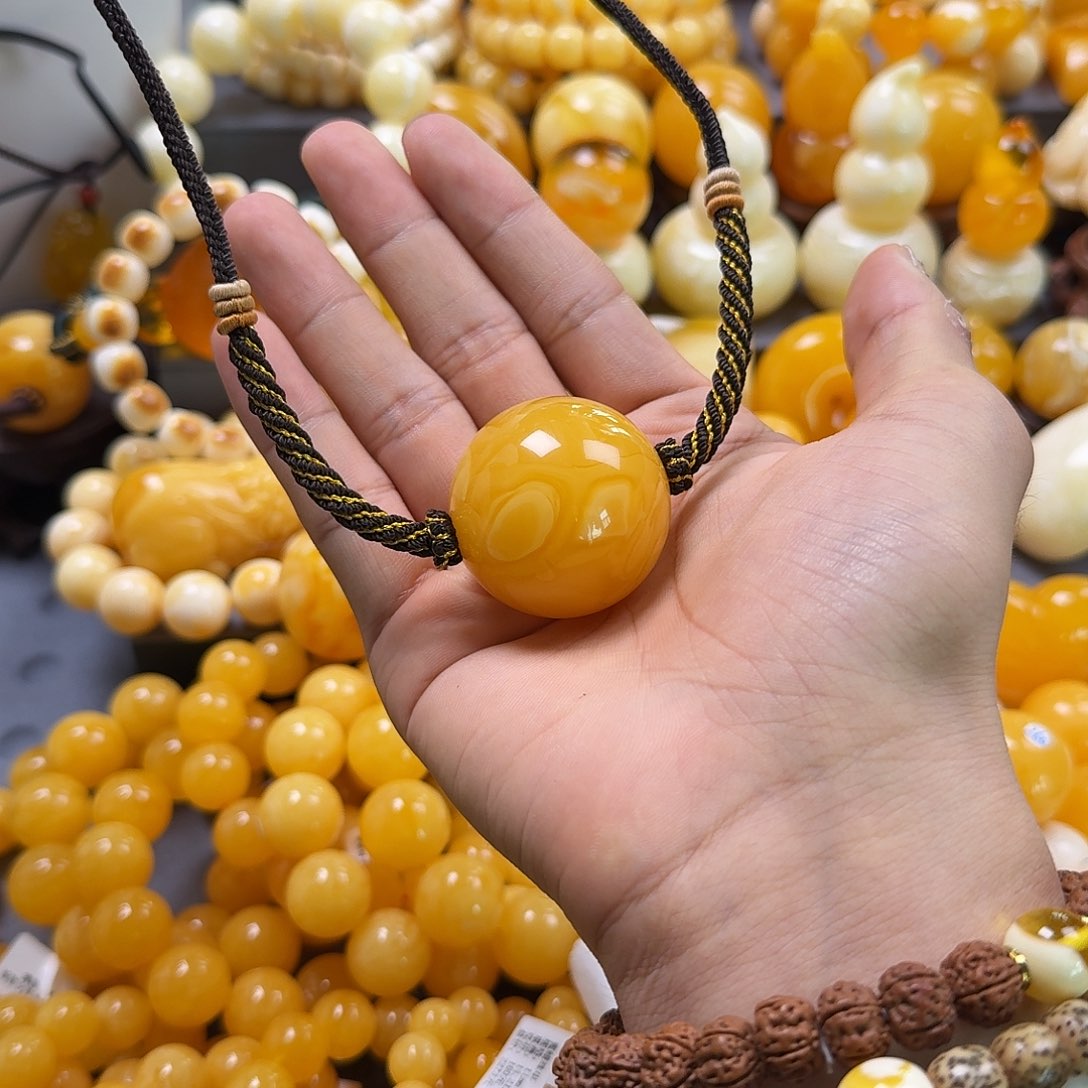 蜜蜡珠宝奇石未镶嵌锁骨36mm