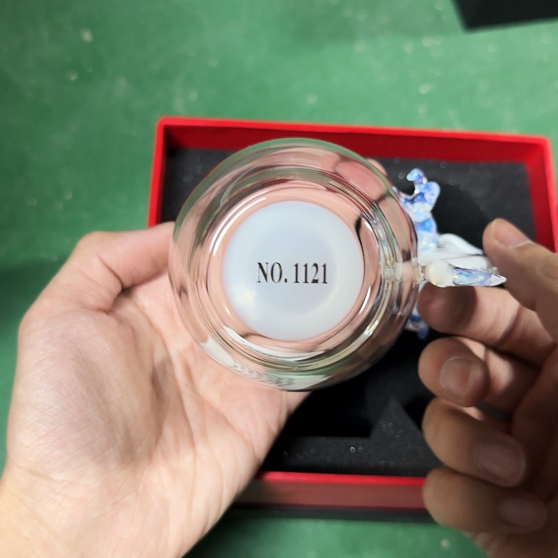 琉璃手工艺品白龙二代1121加陶瓷杯垫加银嘴过滤