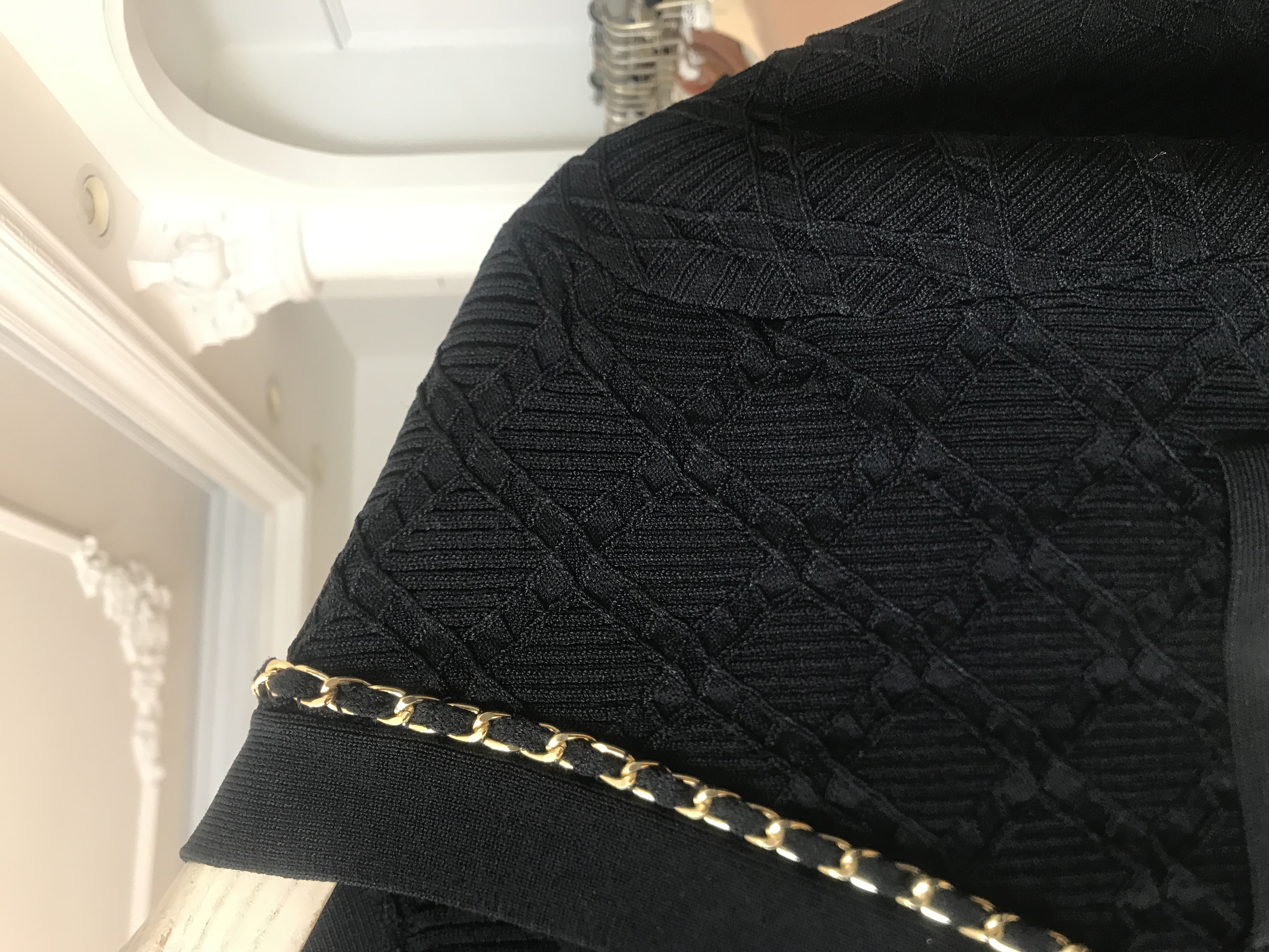 [兮希] 时尚女装秋冬小香风黑色开衫毛衣 ZK144