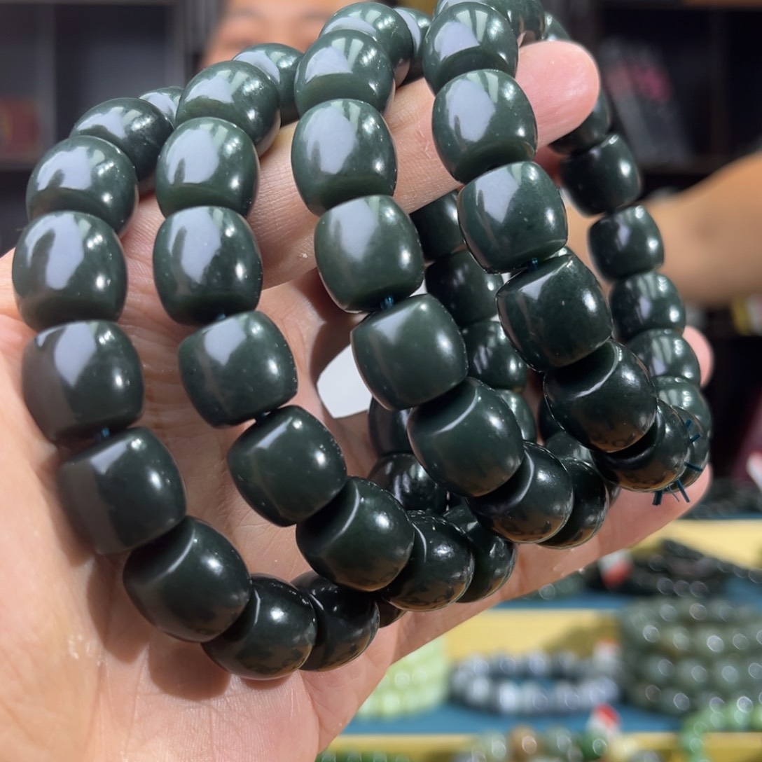 手串未镶嵌和田玉纯天然新疆后八矿沙枣青卡14多样性发其一