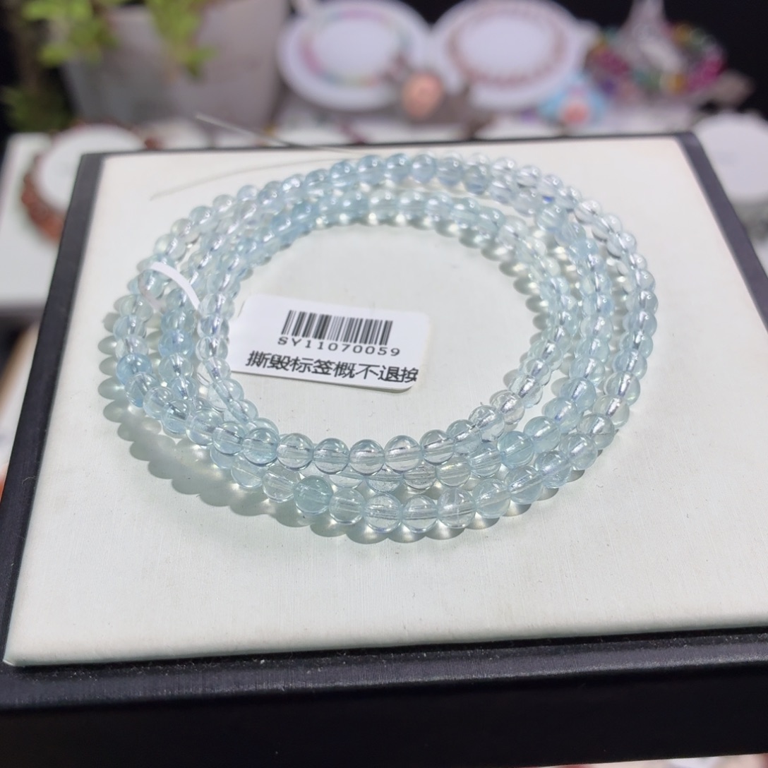 水晶未镶嵌手串4.2m海蓝宝