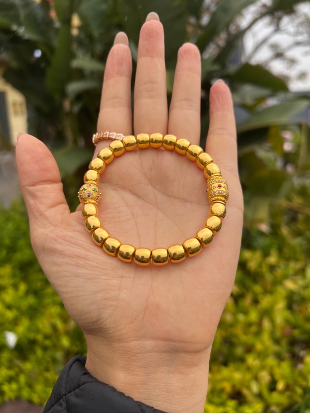 标价非卖价咨询客服-轩祐潮玩黄金锤纹手串足金999