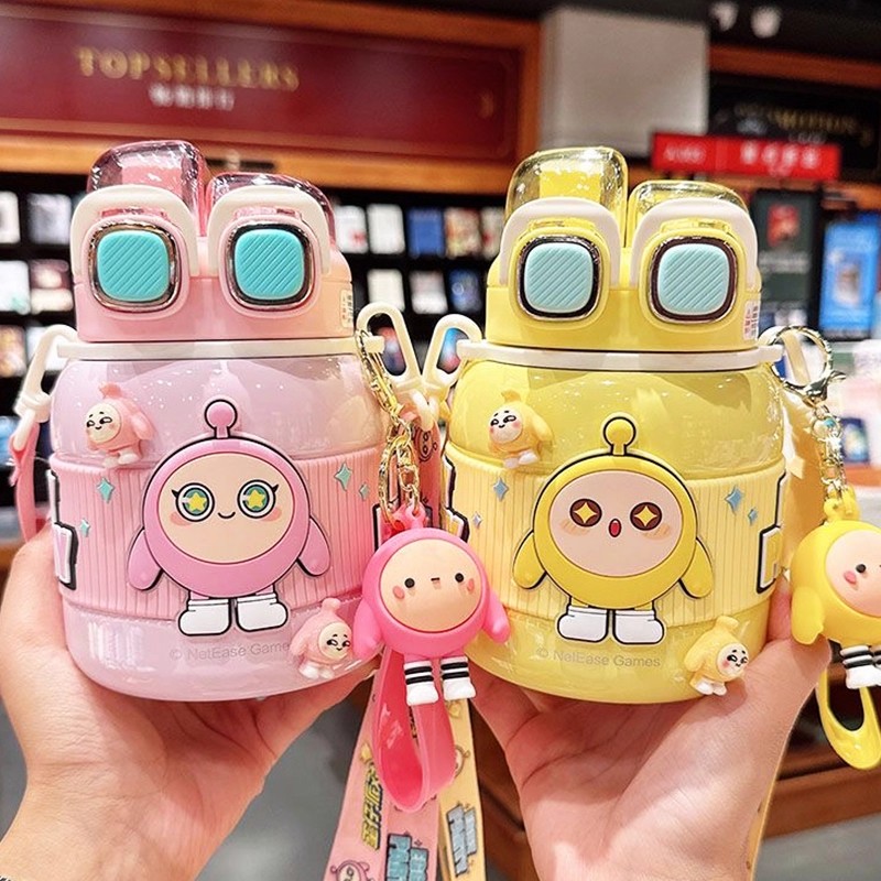 蛋仔派对保温杯儿童男孩水壶食品级316杯子学生上学吸管双饮水杯