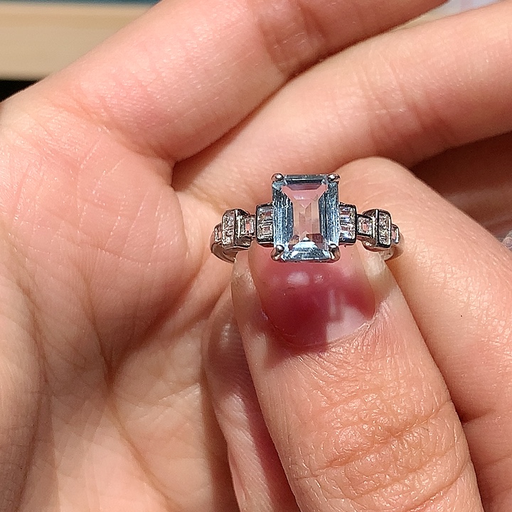 戒指海蓝宝石银S925镶嵌