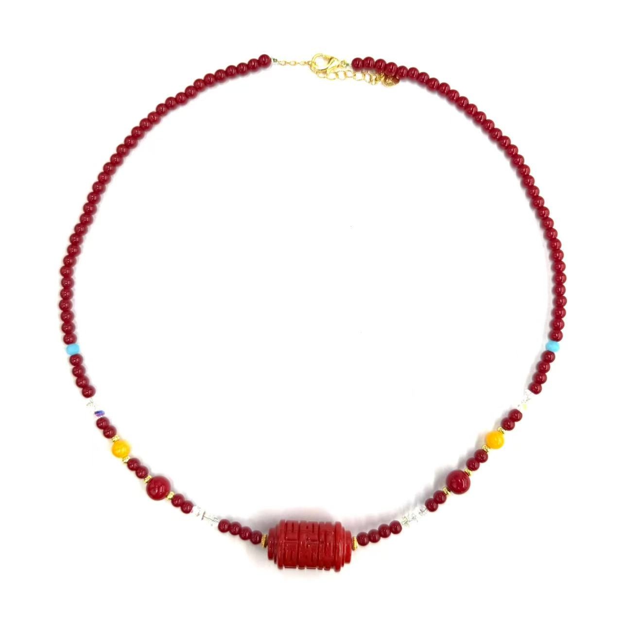 【符老板】x778-国风气质设计款三姑娘回纹转经筒毛衣链-赠礼盒