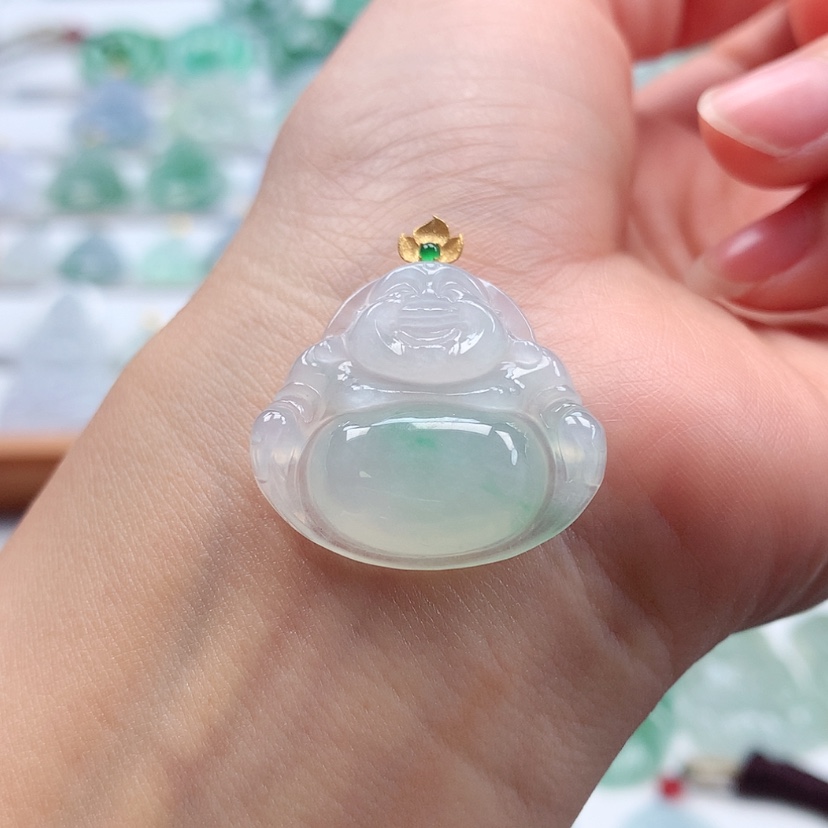 【闪购商品】翡翠吊坠(赠链)18K金镶嵌