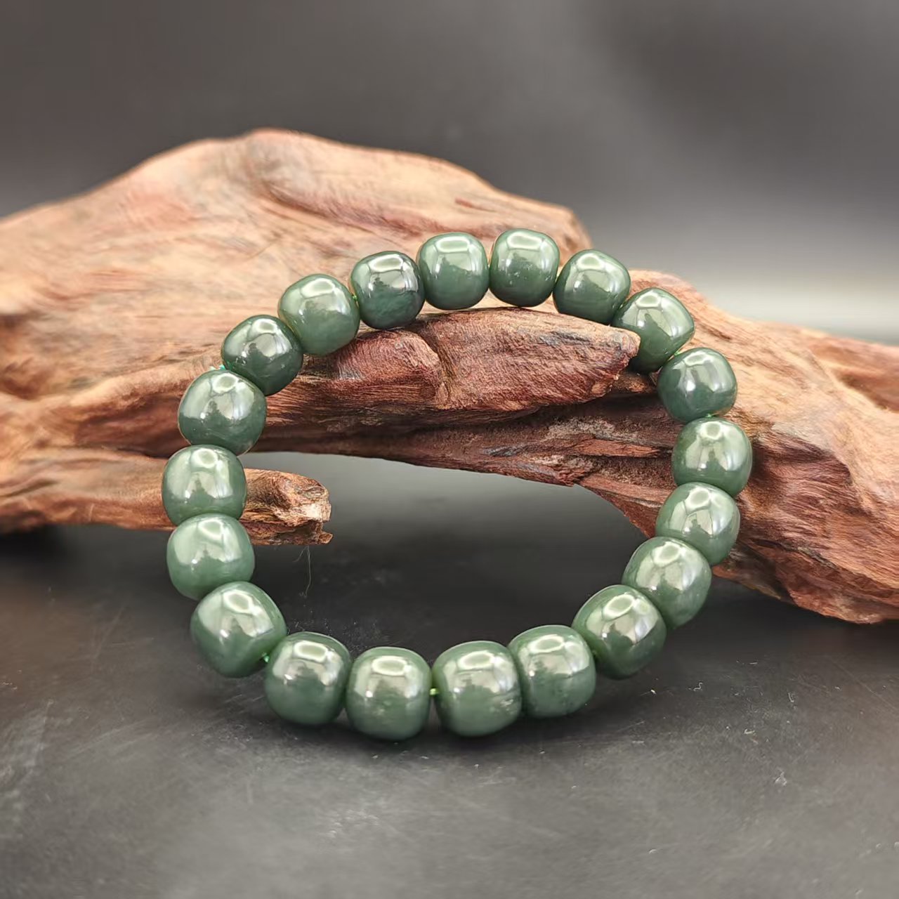 Z和田玉且末桶珠手串（卡10）0790