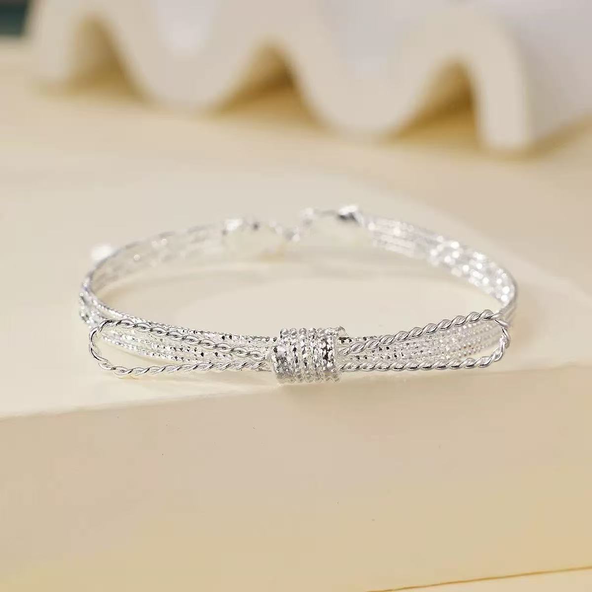 008立体大蝴蝶结 S扣延长链 拉丝手镯