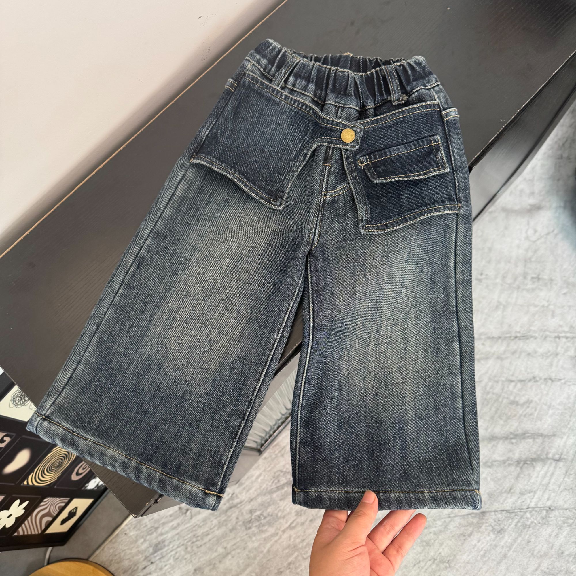 儿童加绒牛仔裤2025秋冬新款直筒裤女小童休闲裤子女宝宝阔腿裤