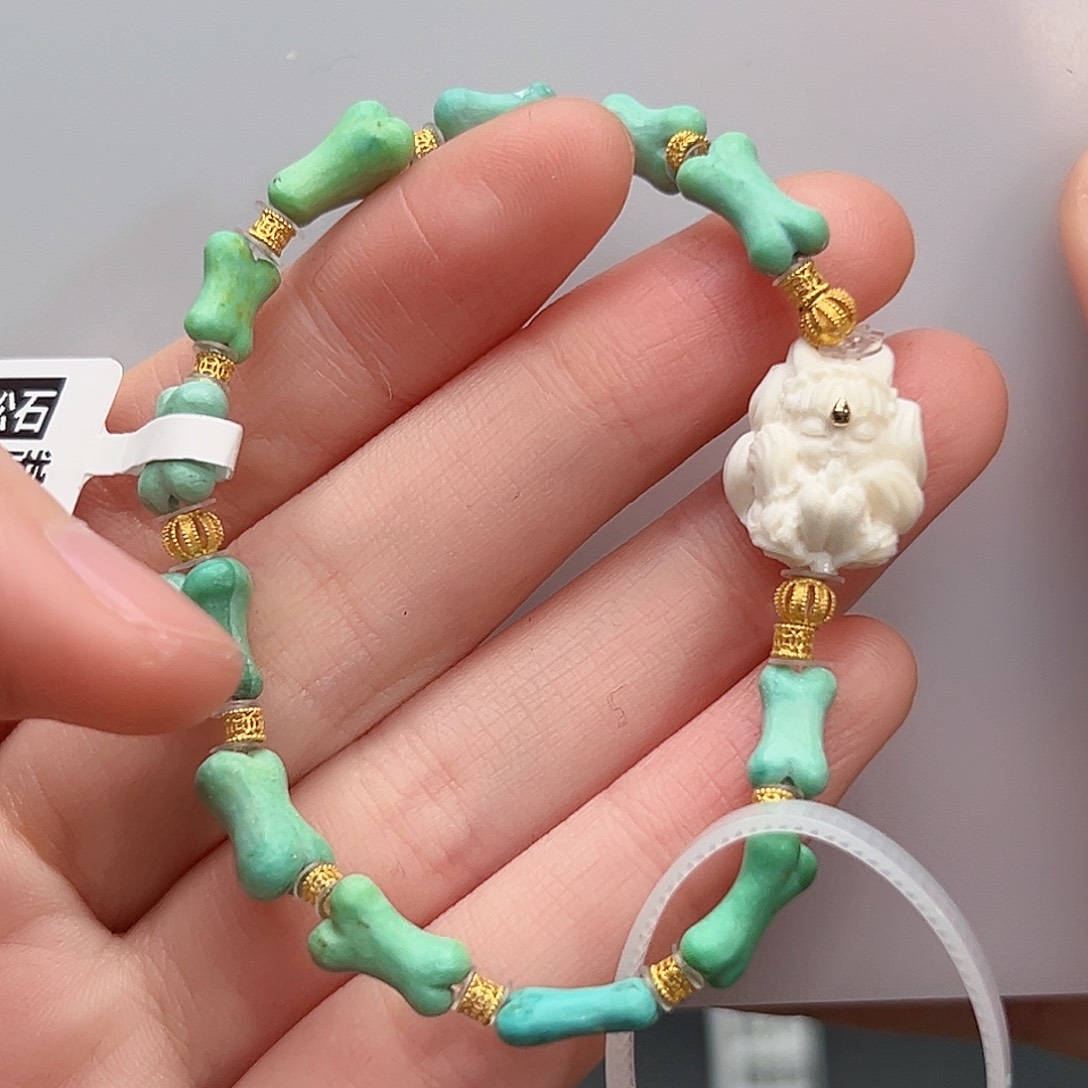 绿松石珠宝奇石18K金镶嵌