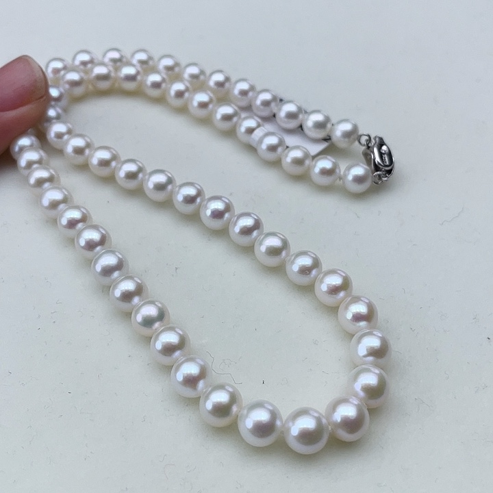 淡水珍珠颈饰银S925镶嵌卡7.5极光白炫彩毕业级