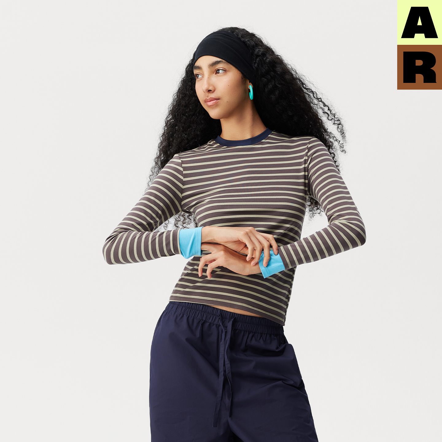 AR原创r线条纹视错觉保暖内衣可外穿假两件显瘦针织打底衫基础线