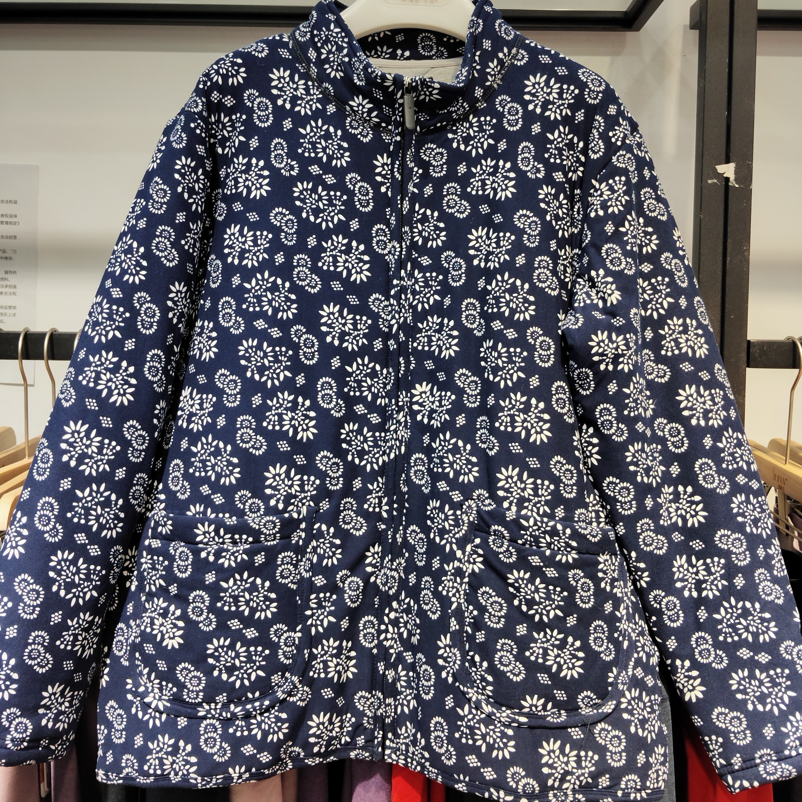 2288-3冬季加厚羊毛保暖妈妈款短款花棉袄