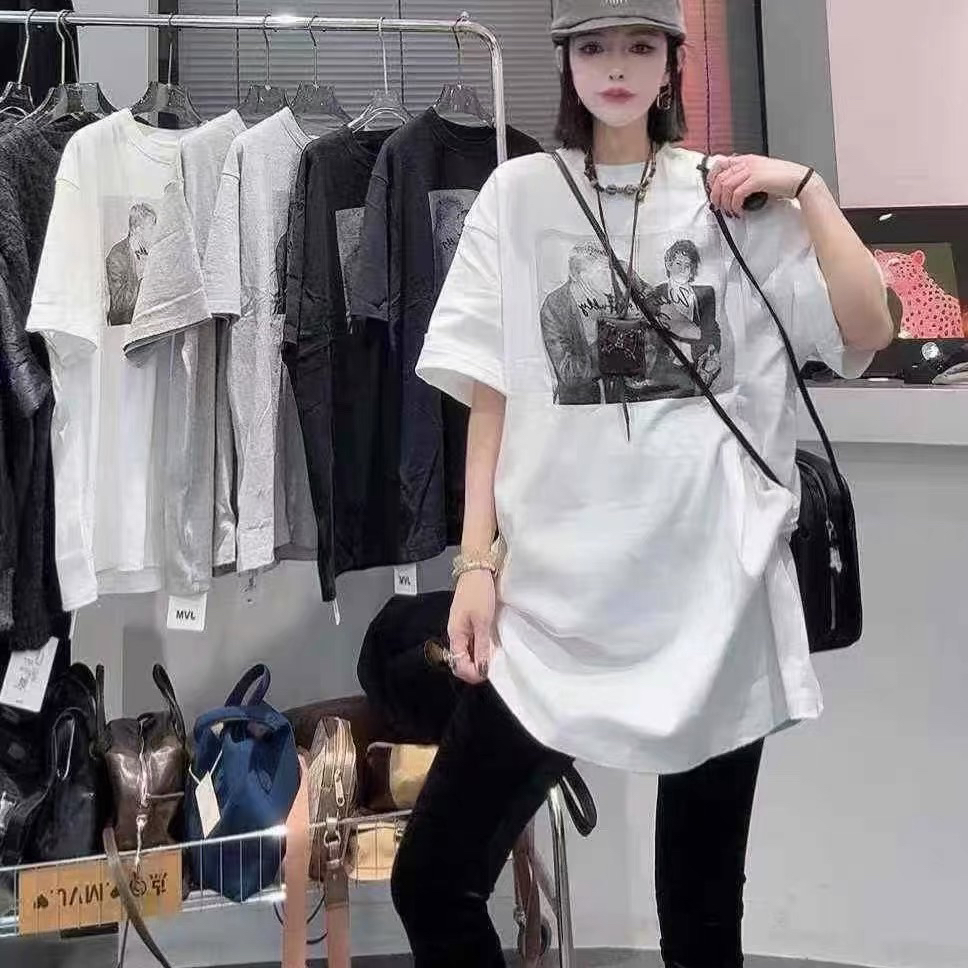 ｛大七七家}潮牌韩系风长袖T恤女韩版宽松圆领百搭大码洋气上衣