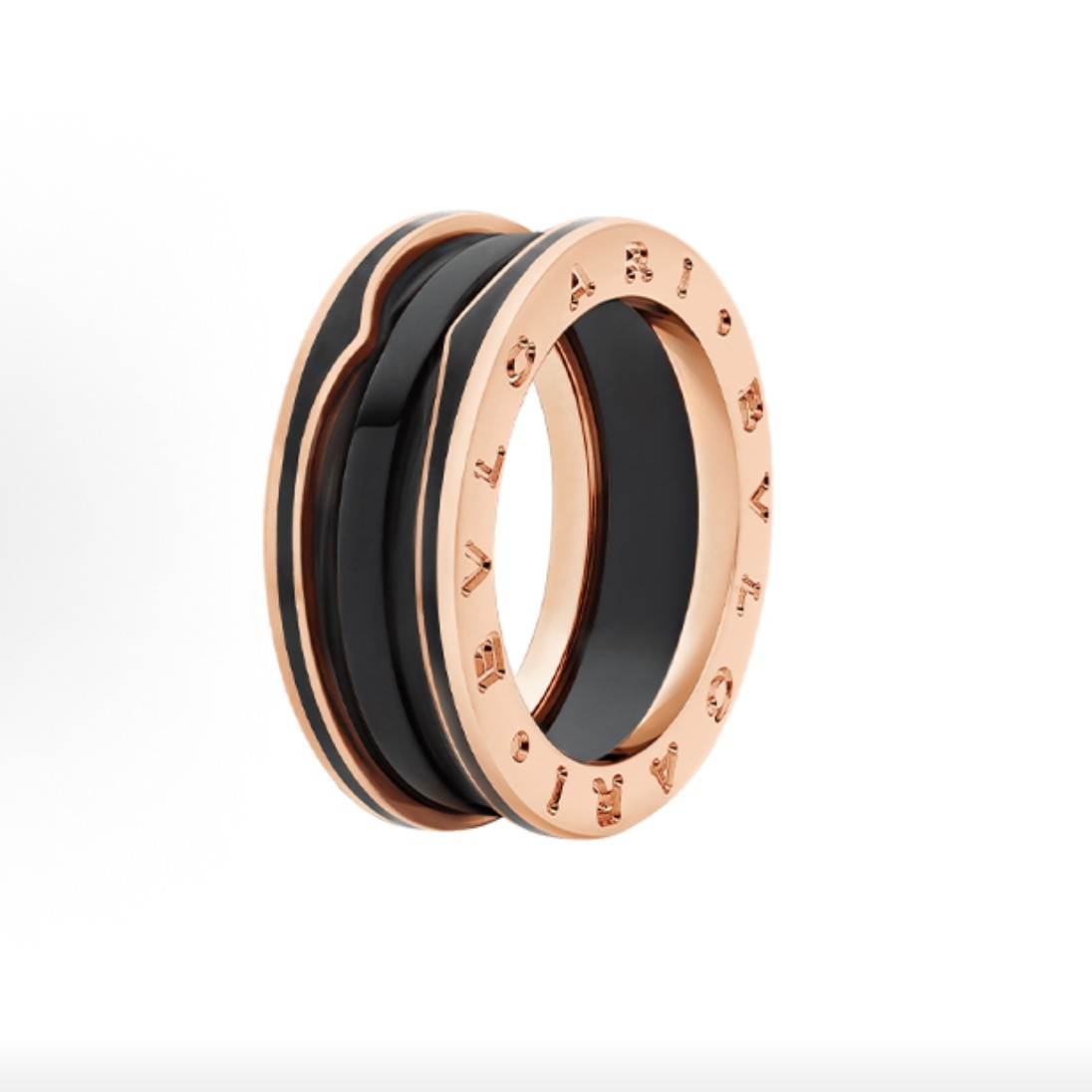 95新 BVLGARI/宝格丽 磨砂黑陶瓷戒指65号16617656