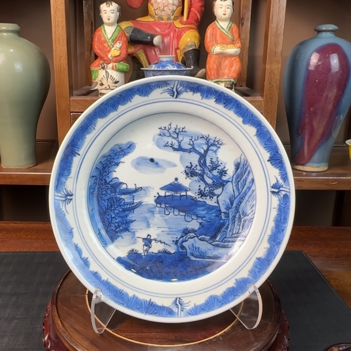 宝***坝陶瓷00000000001山水人物盘子