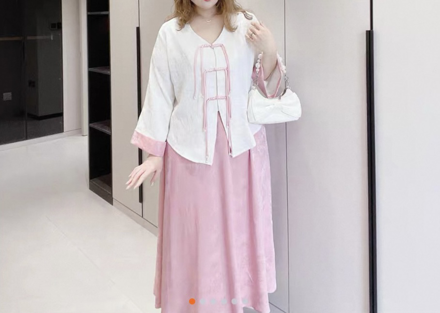 小小婷～古风中国风宽松大码女装新中式提花盘扣上衣高腰半身裙