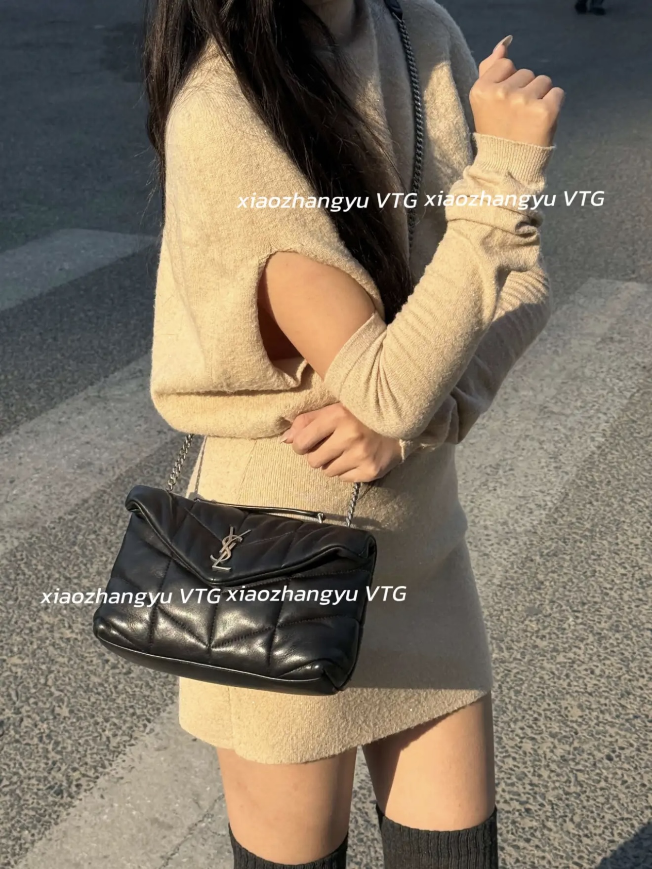 99新 YSL/圣罗兰 ysl黑银云朵mini新款双垫肩版/99新 