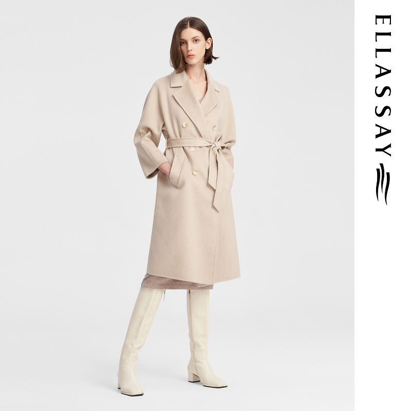 ELLASSAY歌力思秋冬新款温柔气质长款毛呢大衣女EWW344D02500
