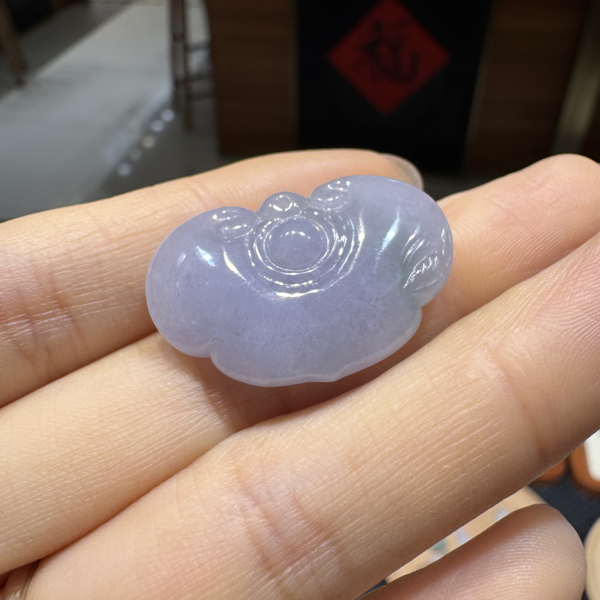 天然缅甸翡翠A货，紫罗兰如意