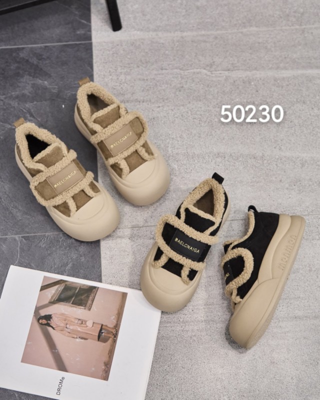 秋冬新款厚底加绒保暖面包鞋复古羊羔毛雪地棉鞋