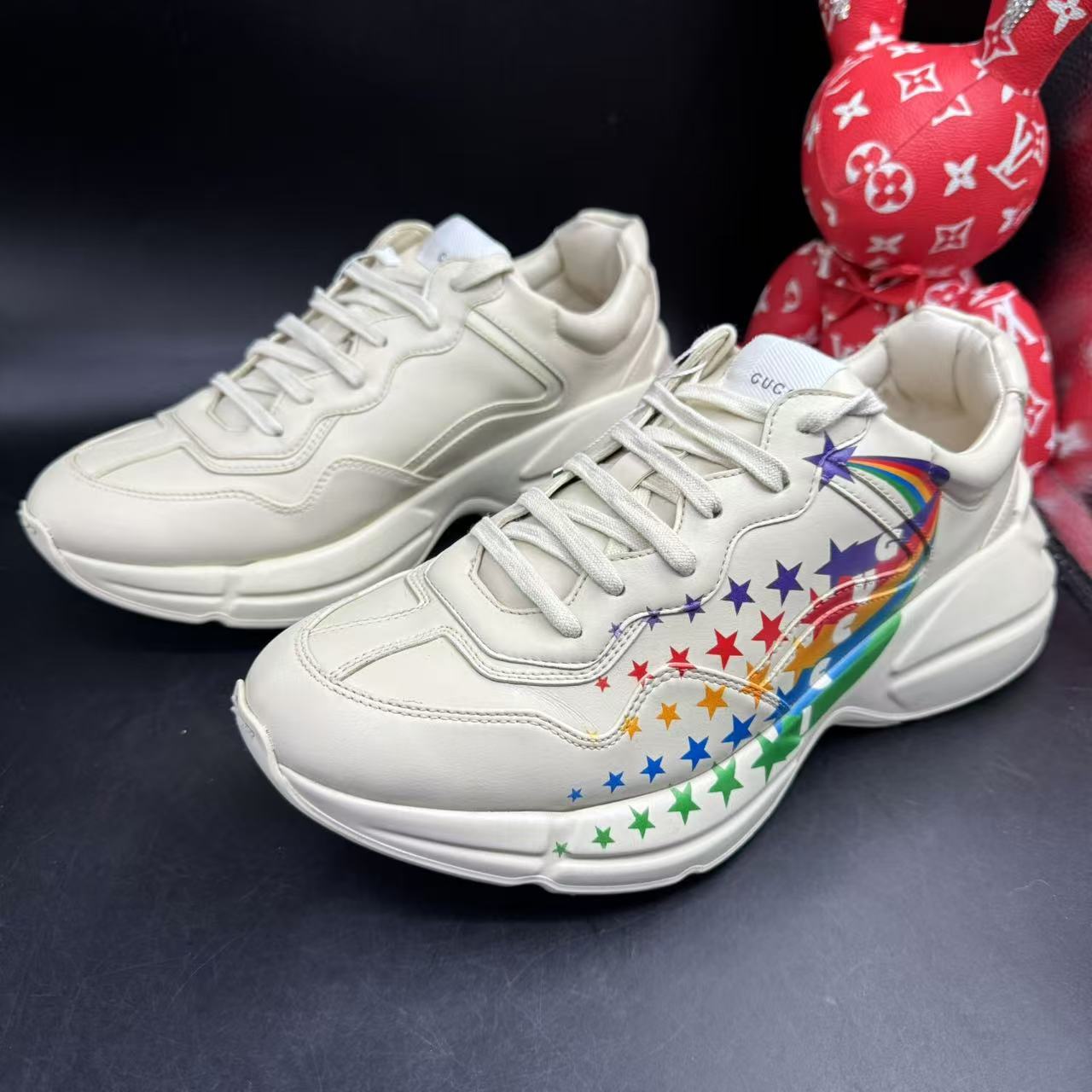 95新 GUCCI/古驰 【AO特惠】 42欧码 男米白五角星厚底老爹鞋77-48