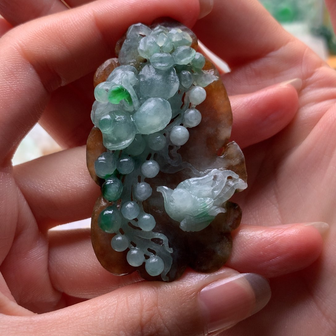 金***吉定制翡翠未镶嵌喜事连连