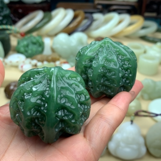 和田玉（碧玉）手盘未镶嵌