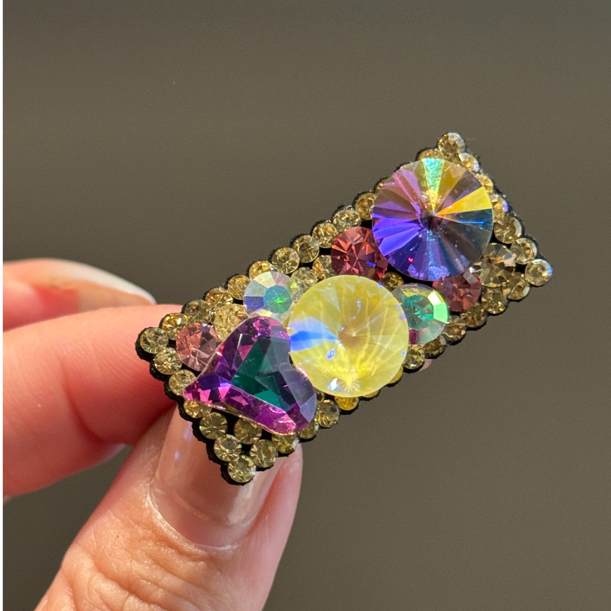 繁星017韩彩柠檬原创设计水晶轻奢小方块发夹发饰刘海夹女边夹