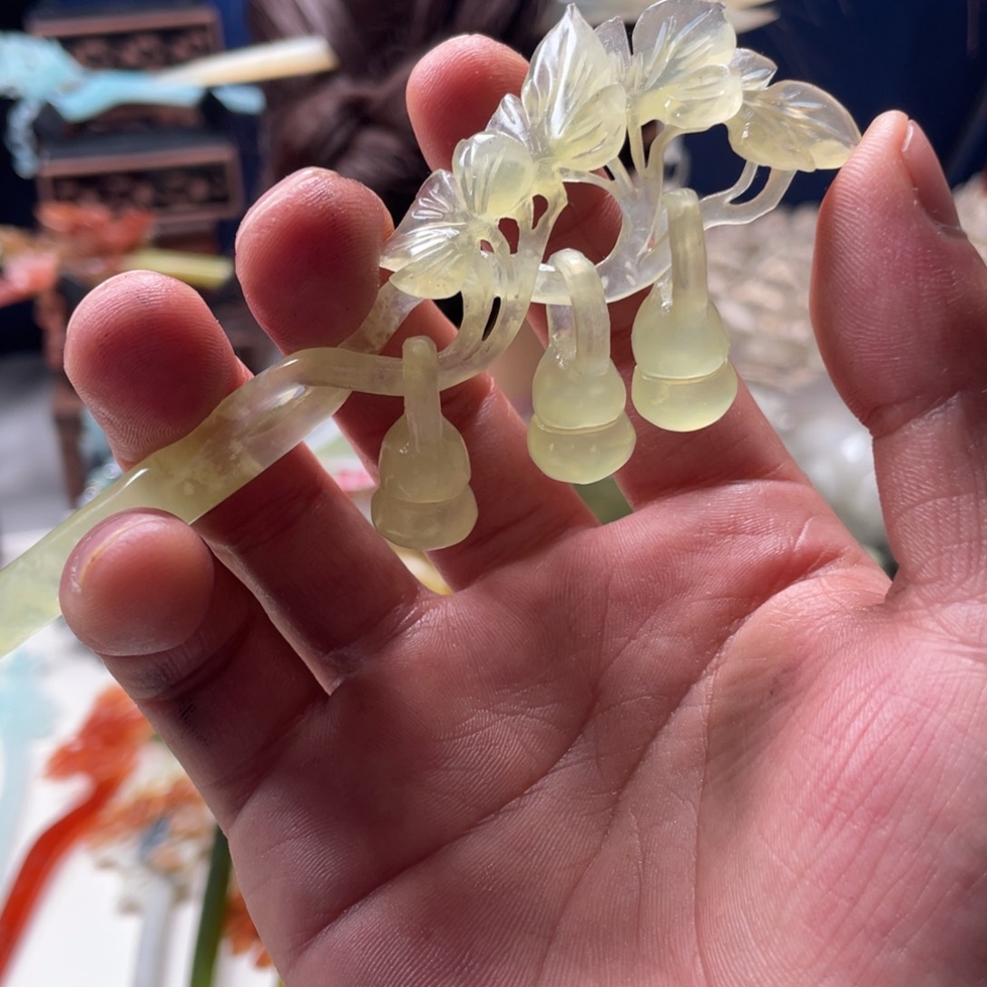 【闪购商品】蛇纹石玉发饰未镶嵌