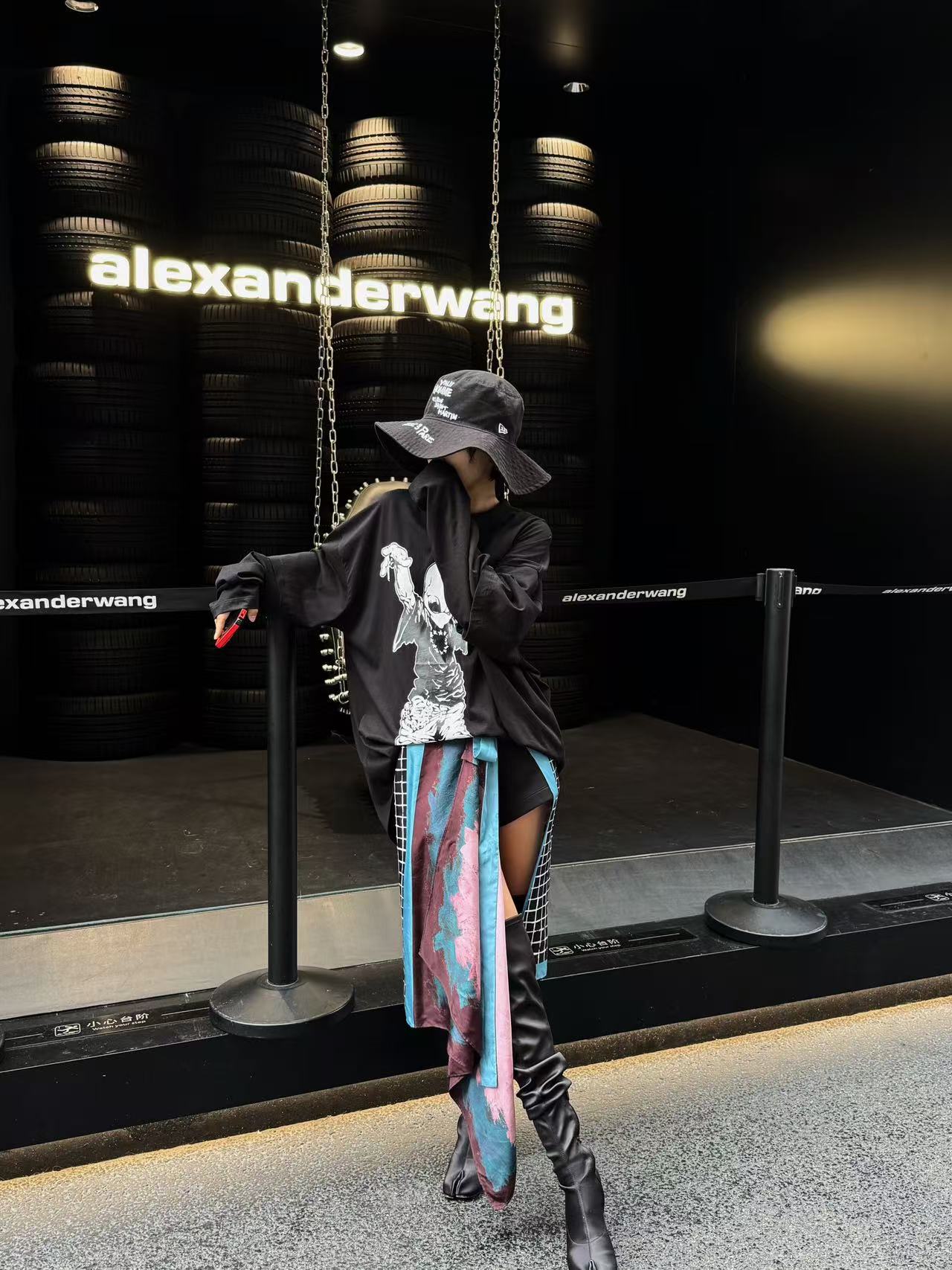 外星人假两件印花T恤