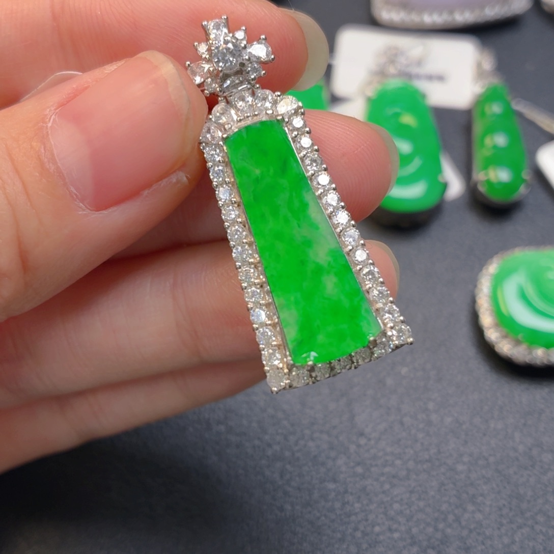 翡翠银S925镶嵌吊坠(不含链)