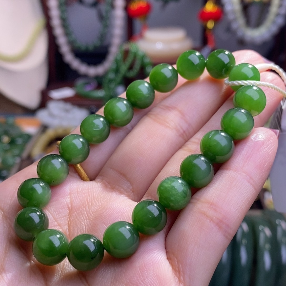 和田玉福利款碧玉猫眼手链10m未镶嵌