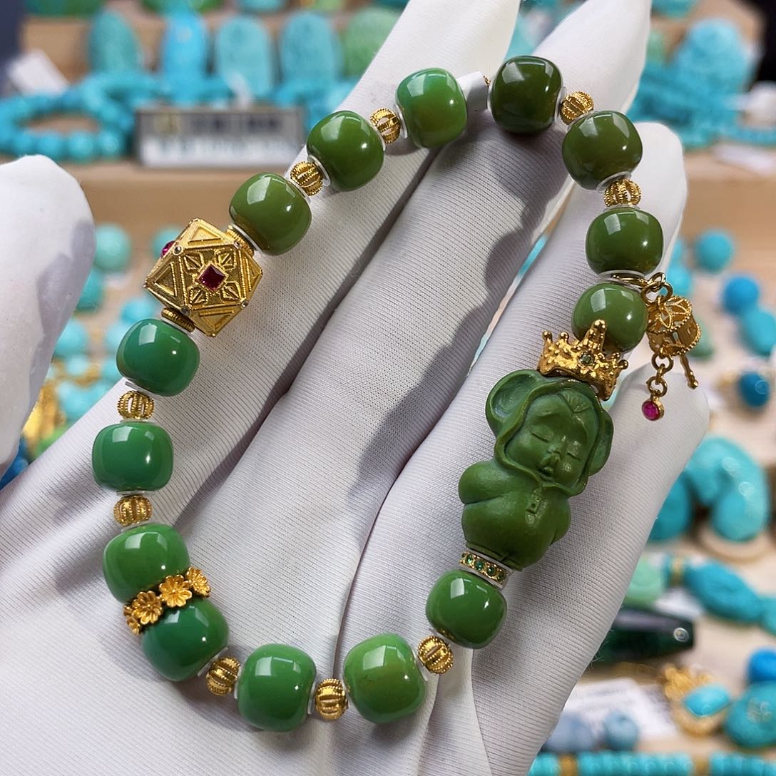 绿松石珠宝奇石18K金镶嵌