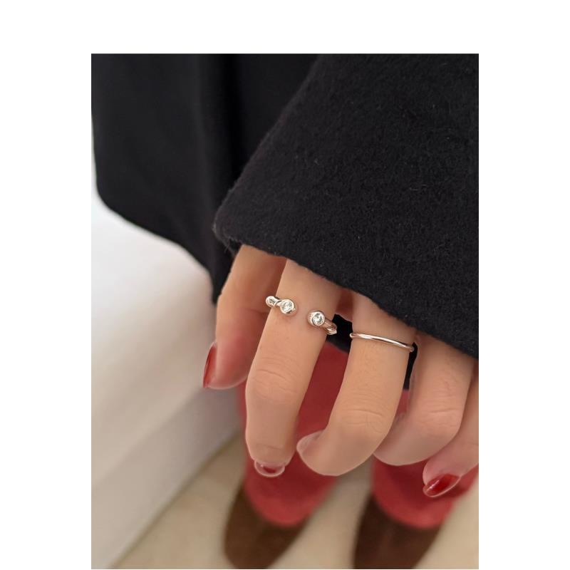 925银戒指 【纽结锆石 开口戒】简约个性小众 气质百搭 J024